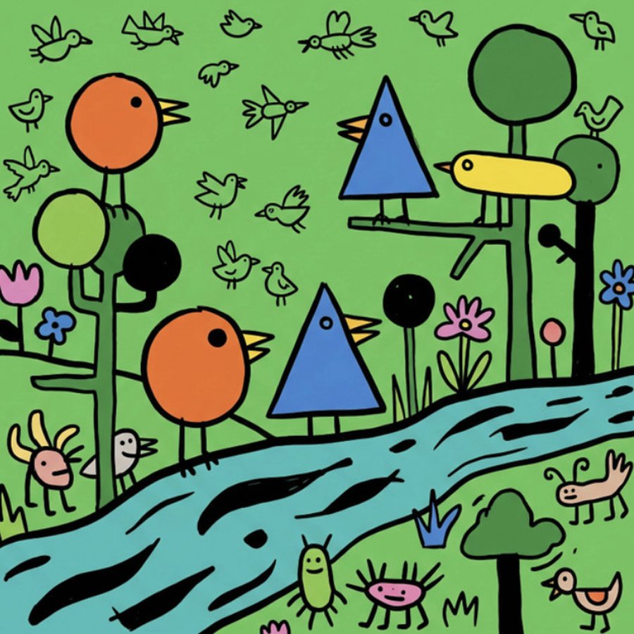 River and birds — cover